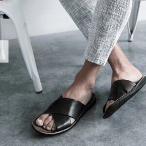 BRADOR  Walk TDM Slide Leather Sandals size 42 or US 9 Made In Italy